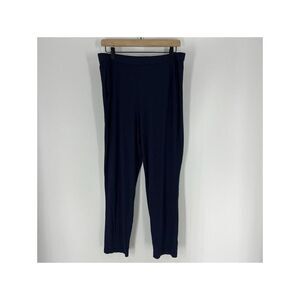 Eileen Fisher Pants Size Large Navy Stretch Knit Casual Travel Pull On Ankle